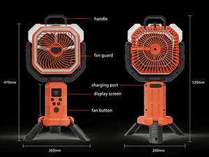 Portable Mist Cooling Camping Led <b>Light</b> <b>Timer</b> Rechargeable Battery Powered Fan <b>With</b> Tripod for Hiking Tent - Product Image 6