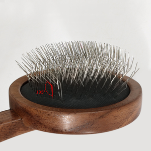 High Quality Wood Stainless Steel Pet Hair Brush Self Cleaning Hair Remover For Cats <b>Dogs</b> <b>Bath</b> Grooming - Product Image 4
