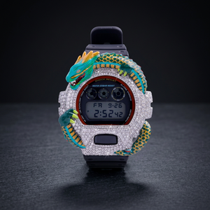 Reloj Digital de Acero Inoxidable con Bisel de Dragón, Diamantes Moissanite VVS Blancos, para Mujer, Lujoso y Moderno, Caja de 42 mm, Cristal Resistente al Agua - Product Image 3