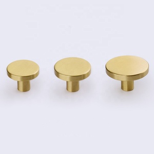 家居装饰拉丝橱柜抽屉门把手金色圆形橱柜五金件黄铜旋钮 - Product Image 1
