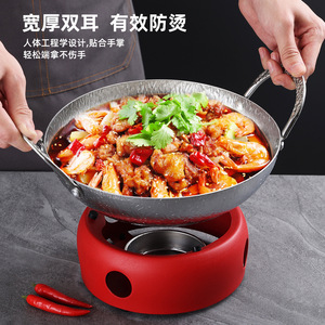 Stainless Steel Shallow Soup Pot 4.1-5L Double Eared Heat Resistant Mini Hot Pot For Thai Tom Yum Seafood Cooking - Product Image 5