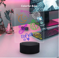 Tableau blanc LED 3D en acrylique avec base noire, 16 couleurs, télécommande, éclairage créatif, veilleuse LED avec éclairage intelligent pour la maison
