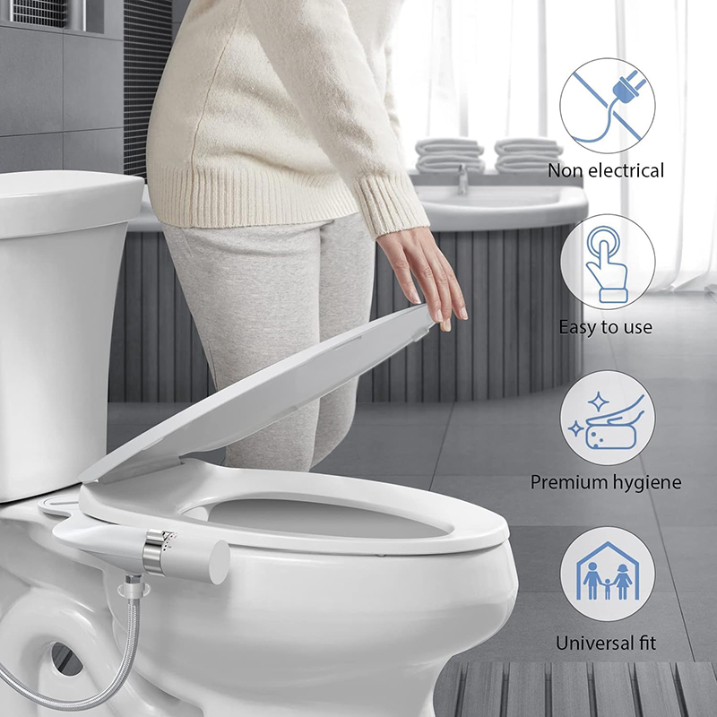 Ortonbath Ultra-Slim Bidet Attachment For Toilet, Adjustable Water Pressure Dual Nozzle Feminine Posterior Wash Bidet Toilet