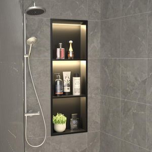 Lampe murale encastrée <span class=keywords><strong>LED</strong></span> noire moderne en acier inoxydable, anti-traces de doigts, installation encastrée – Meilleure vente - Product Image 1