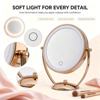 Miroir de courtoisie intelligent 7 pouces de haute qualité double face rotatif à 360° avec lumière LED grossissante miroir de maquillage de bureau personnalisé