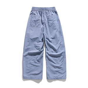 Customized logo Summer lazy wind Joker simple machete pants <b>elastic</b> waist <b>lace</b> loose profile casual pants men breathable cool - Product Image 3