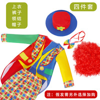 Disfraz de Payaso para Niños, Cuatro Piezas a Cuadros con Peluca Roja, Disfraz para Circo o Escenario