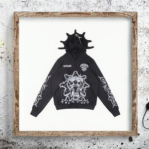 Sweat-shirt à capuche décontracté en coton 100% doublé pour l'hiver, brodé, tissé, dessin animé, marque privée Glo Gang Eroded - Product Image 3