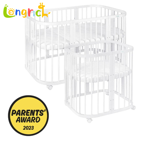 Cuna Musical Convertible 3 en 1 de Madera Natural, Cunas Redondas y Ovaladas para Bebés y Niños, Artículos para Bebés - Product Image 1