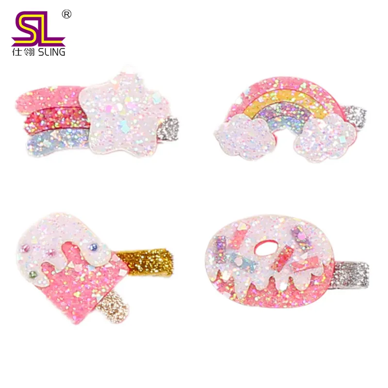 Satin ribbon big bows with hair clip in Korean style for girl