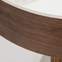 Ensemble de salle à manger moderne en bois style crème, table ovale nordique en pierre frittée, petit espace de vie domestique, 6 places, hôtel éco-responsable