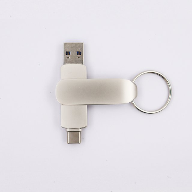 2-in-1 Metal Custom Logo USB Type-C Flash Drive High-Speed 3.0 512GB