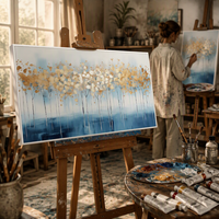 Peinture à l'huile Art Déco blanche 100% faite à la main sur toile de coton 450 GSM avec cadre, taille et design personnalisés pour usage domestique et commercial