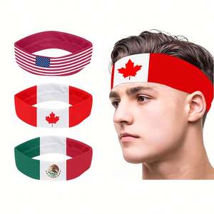 Set de Diademas al por Mayor para EE. UU., México y Canadá - Pañuelos para Fanáticos del Fútbol 2026, Diademas de Poliéster Absorbentes de Sudor con Banderas para Partidos, Personalización al por Mayor - Product Image 1