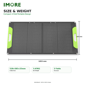 <b>100W</b> Portable Foldable <b>Solar</b> <b>Panel</b> 2 Fold Compact ETFE IP67 MC4 Module for Hiking Camping Travel and Power Station Charging - Product Image 1