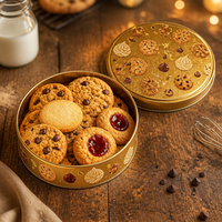 Boîte en métal personnalisée, boîtes en métal rondes, emballage cadeau pour dattes, fruits secs, noix, festival du Ramadan et cadeaux culinaires