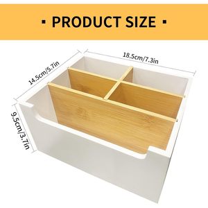 Organizador de escritorio de madera de bambú con divisores, caja de almacenamiento rectangular para oficina, papelería, cosméticos, aperitivos - Product Image 5