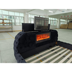 Derniers modèles de lit en bois Cadre de lit à plateforme Lit <span class=keywords><strong>matrimonial</strong></span> moderne camas blanc avec télévision - Product Image 4
