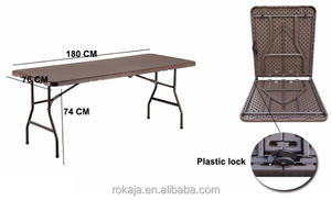 Table de <span class=keywords><strong>jardin</strong></span> pliable et portable, de forme rectangulaire, en plastique, <span class=keywords><strong>imitation</strong></span> <span class=keywords><strong>rotin</strong></span>, pour enfants, coussin pour pique-nique, l'extérieur - Product Image 5