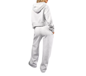 เสื้อฮู้ดถักลำลองผ้าฝ้าย 100% ปี 2026 พร้อมโลโก้แบบกำหนดเอง ชุดวอร์มขายส่งไซส์ใหญ่ ระบายอากาศได้ดี ชุดกีฬาฤดูหนาวสองชิ้น - Product Image 3