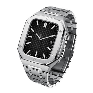 Metal <strong>Watch</strong> Strap with Upgraded Button Model Stainless Steel <strong>case</strong> Fluorine Rubber Protective Cover Shell - Product Image 3