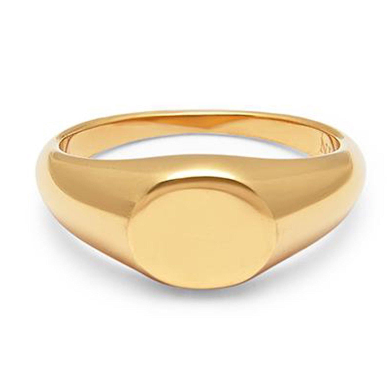 Custom Men Solid Signet Ring Croissant Ring 18k Gold Stainless Steel Blank All Miami Chunky Ring For Ladies Girls