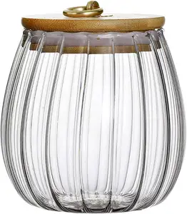 Bán Sỉ Bình Đựng Thực Phẩm Chống Ẩm Bình Kín Khí Thủy Tinh Borosilicate Cao Sọc Dày Có Nắp Gỗ