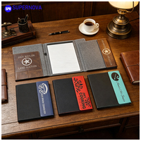 Buku Catatan Kulit dengan Ukiran Laser Personal, Portofolio Kulit Kanvas Kosong, Padfolio Notepad Isi Ulang, Hadiah untuk Guru Pria