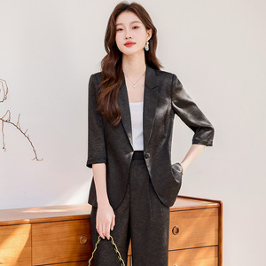 Women's Three Quarter Sleeve Blazer Suit Jacket Polyester Anti-Wrinkle Spring Professional Elegant High Class - Product Image 3
