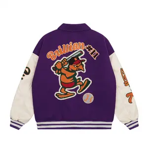 Varsity Jacket OEM Custom Design Embroidery Leather Sleeve Baseball Bomber Letterman Varsity Jacket For Men