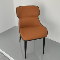 Chaises de salle à manger modernes minimalistes OEM avec assise en cuir rembourrée, pieds en fer, mobilier de maison écologique et rembourré