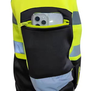 Safety Workwear High Visibility ANSI Class 2 <b>Reflective</b> Logo Cotton Hoodie Sweatshirt for <b>Men</b> Warmer Security Uniform <b>Jacket</b> - Product Image 4