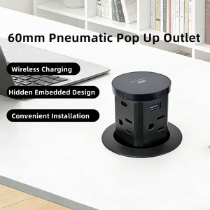 Enchufe Retráctil Neumático con 4 Tomas <span class=keywords><strong>de</strong></span> Corriente y Carga Inalámbrica <span class=keywords><strong>de</strong></span> 15W, Enchufes <span class=keywords><strong>de</strong></span> Escritorio Ocultos Integrados - Product Image 5