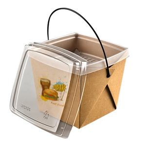 Récipient alimentaire recyclable jetable <span class=keywords><strong>de</strong></span> qualité, emballage en papier brun, Fast Food, <span class=keywords><strong>à</strong></span> <span class=keywords><strong>emporter</strong></span>, papier kraft, seau alimentaire, poignée en plastique - Product Image 1
