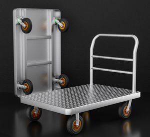 Lớn nền tảng thép giỏ hàng với 6in bánh xe vàng 500kg tải có thể gập lại xử lý màu đen - Product Image 3