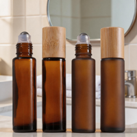 Botellas de Perfume y Aceites Esenciales con Bola Rodante de Acero Inoxidable y Tapa de Bambú, Botella con Rodillo para Viajes, Oficina y Hogar