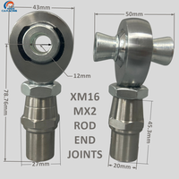 Kit de rotule métrique XM16M en acier allié autolubrifiant entièrement fileté de haute précision, avec écrou de blocage 12 mm ID, insert hexagonal et rondelle de soudure