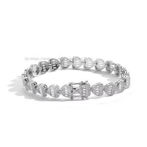 Love Zircon <b>Bracelet</b> Men's and Women's <b>Bracelet</b> Couple Stacked Wind Tennis Chain Heart Shape Tanjing Fashion Lijing Necklace - Product Image 4