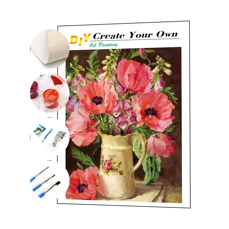 Pintura de flores DIY por números imagen decoración del hogar impresión 3D pintura por números sin marco