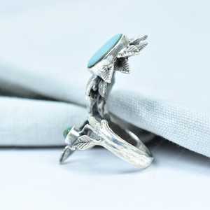 Handmade Turquoise Sterling Silver <b>Adjustable</b> <b>Ring</b> Natural Gemstone Jewelry for Women Wholesale - Product Image 3