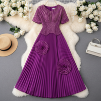 Ensemble plissé africain grande taille en dentelle, deux pièces, vêtements pour femmes, tenue de bureau, robe plissée Miyaki