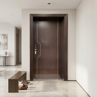 Porte en bois MDF plaqué sur mesure, couleur noyer moderne, design de portes en bois massif composite mélaminé