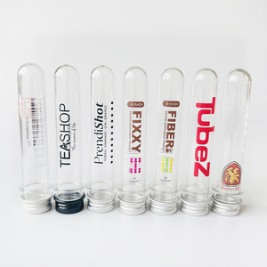 Factory Direct clear pet plastic test tube with screw cap for shoelace packaging