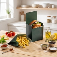 Boîtes à Hamburger et Frites de Luxe Personnalisées avec Logo - Contenants Jetables en Matériaux Recyclés, Impression Évanescente, Papier Kraft