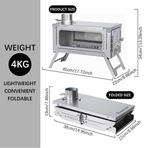 Réchaud <span class=keywords><strong>de</strong></span> <span class=keywords><strong>camping</strong></span> portable pliable multifonctionnel en acier inoxydable à bois avec assemblage rapide pour faire bouillir <span class=keywords><strong>de</strong></span> l'eau - Product Image 2