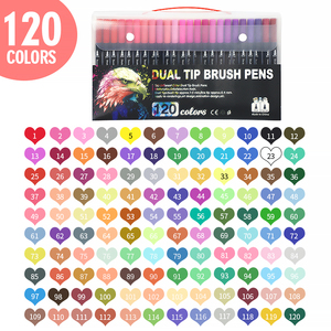 Bolígrafo de acuarela MagiArt, 120 colores de artista, bolígrafos de punta de pincel para garabatos, rotuladores de caligrafía, juego de bolígrafos Fineliner - Product Image 1