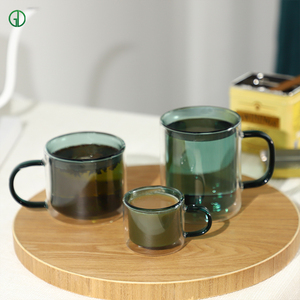 Großhandel Hot Selling 100ml 250ml 300ml Nordic Custom farbige transparente handgemachte hitze beständige bernstein farbene Glas Kaffeetassen - Product Image 2