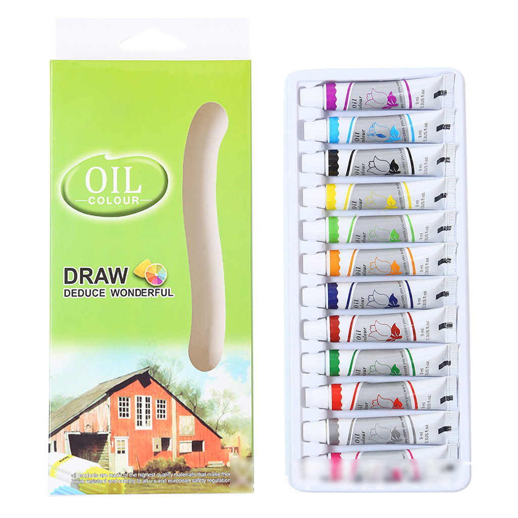 12 видов цветов 9 мл трубки Набор масляных красок подходит для студентов, картина маслом