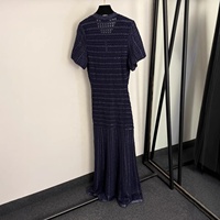 Robe décontractée en tricot à manches courtes avec strass OUDINA LOGO pour le Ramadan et l'Aïd, robes élégantes pour femmes