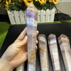 New Arrival Natural Crystal Wand Craft Healing Stones Amethyst Agate Wand For Home Decoration